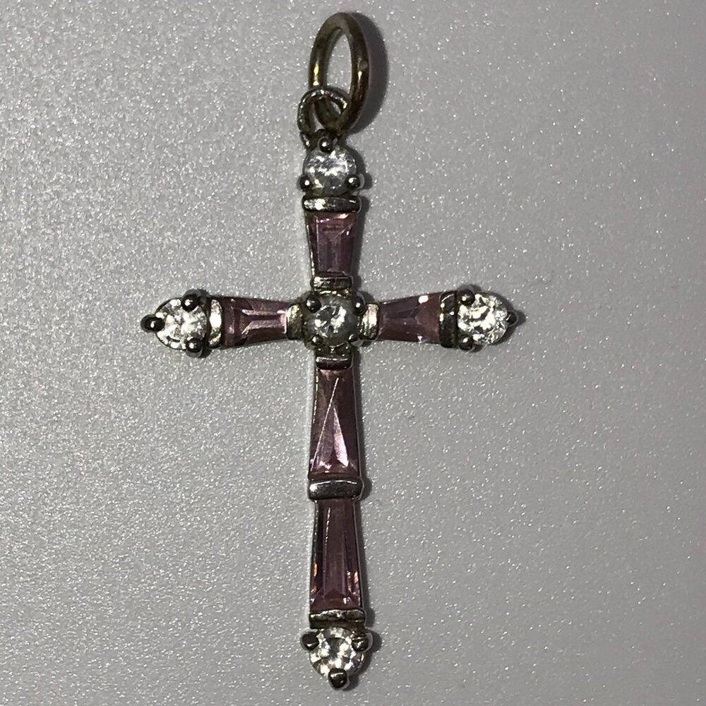 Sterling Silver Rhinestone Cross Pendant